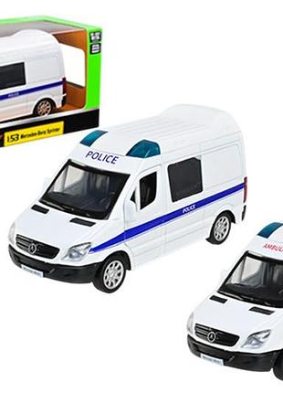 Машина металлическая автопром 4382 1:53 mercedes-benz sprinter, откр.двери, короб. 14,5 * 6,5 * 7см