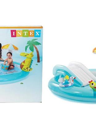 Ігровий центр 57165 "крокодил" з гіркою, в коробці р.201x170x84 см intex