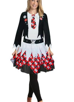 Дитячий карнавальний костюм, сукня плаття "зомбі-школярка" (zombie schoolgirl), "панк-дівчина" (punk girl)  monster high монстер хай, учениця