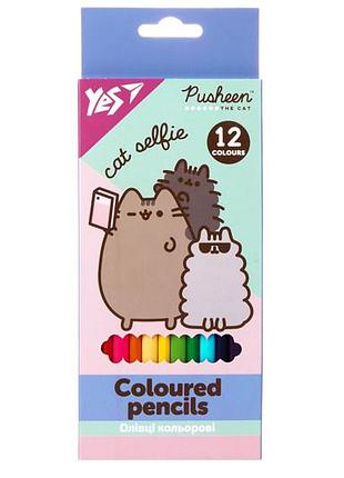 Карандаши цветные yes 12 кол. "pusheen" 290761