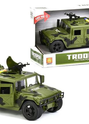 Машина "hummer" военная инерционная, озвученная, со светом, в коробке wy610a р.23,5*12*12см