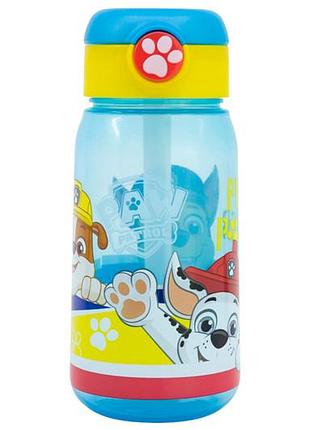 Бутылка детская пластиковая с крышкой и соломинкой 510мл "paw patrol pup power" 74642