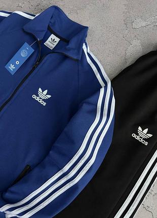 Спортивний костюм adidas жіночий чорний з синім олімпійка та штани