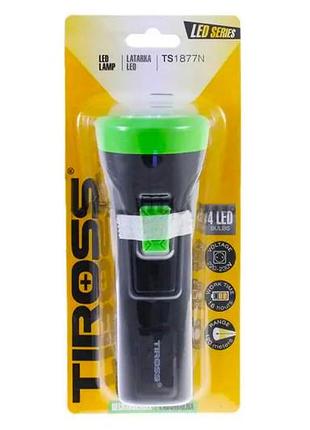 Фонарик светодиодный tiross ts1877n на аккумуляторе (500 mah), зарядка от розетки