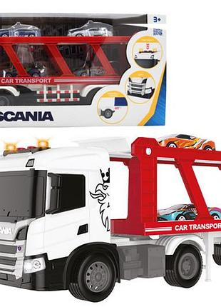 Автовоз 6414ks "scania" 4 машины, свет, звук technodrive