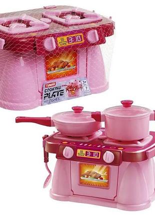 Набор посуды "cooking plate with dishes" 7 предметов розовый в сетке юника