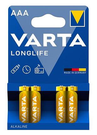 Батарейки 4103 lr03 long life alkaline 4 шт. на блистере varta
