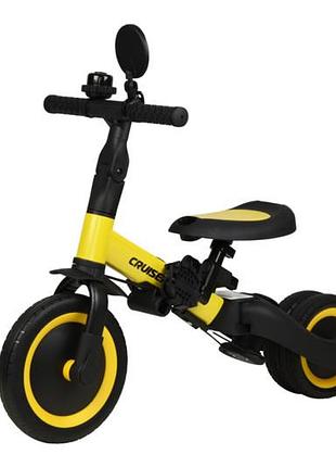 Беговел tri-cycle 5in1 cruiser versa yellow трансформер с козырьком