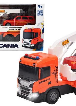 Машина эвакуатор 6408ks "scania" с машиной со светом и звуком technodrive