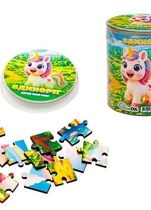 Пазл дерев'яний puz-05002 єдиноріг, а5 в тубусі puzzleok