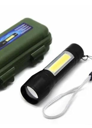 Ліхтарик світлодіодний, акмулятор, usb, алюмінієвий корпус, в коробці bl-511 р.11*4,5*3,5см