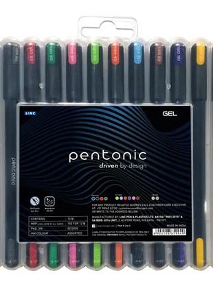 Ручка гелевая pentonic linc 411959 12 цветов pvc бокс 0,6 мм