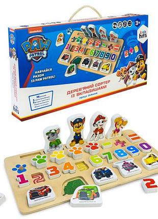 Навчальна панель kh20/040 paw patrol, дерев'яна, в коробці р.42x4,5x21,5 см kidshits