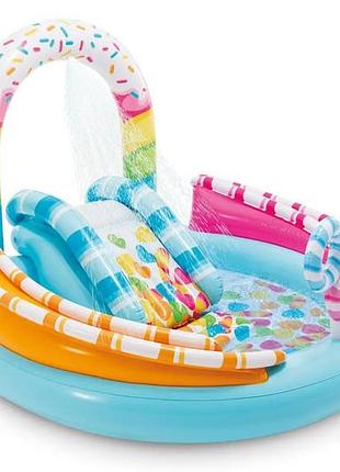 Игровой центр intex "веселая конфета" с горкой, фонтаном 57144 70*168*122 см