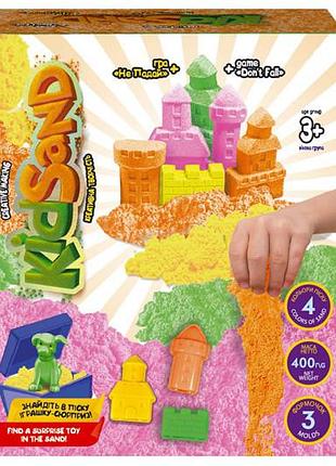 Набор с кинетическим песком ks-04-01,02,03u "kidsand" 400 гр. в коробке danko