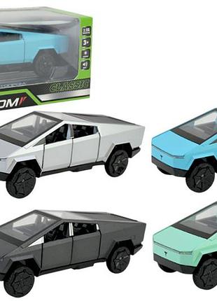 Машина металева ap74222 tesla pickup truck 1:32, батарейка, світло, звук, відкриваються двері, коробка р.19,5x9x9см автопром