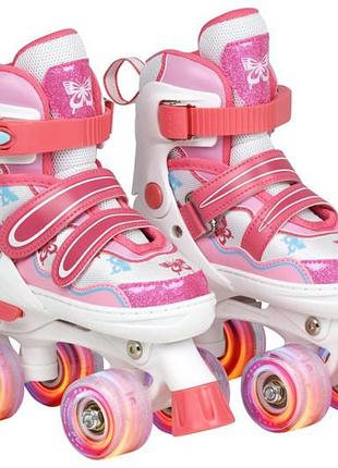 Ролики квады t-rex s (30-33) pink maraton