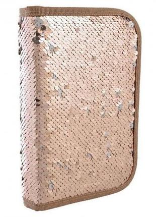Пенал школьный твердый "yes" одинарный с клапаном 532423 "sequins" 20.5*14*3.5, золото