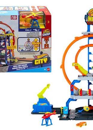 Игровой набор jbm74 "гараж с мега петлей" hot wheels