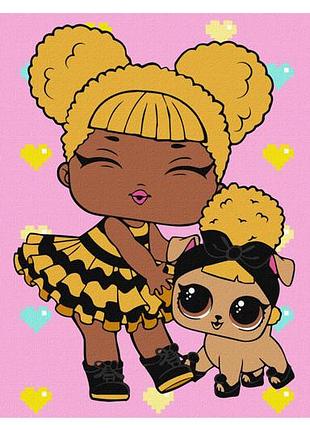 Набор для росписи по номерам 40x40 см kho6287 "l.o.l. troopsurprise queen bee with queen pup" ideyka