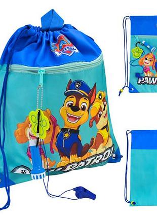 Сумка для обуви paw patrol kh72/002l р. 35*40см в наборе свисток, фонарик, светоотражатель