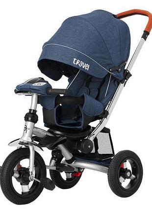 Велосипед трехколесный tilly travel t-387/1 синий лен