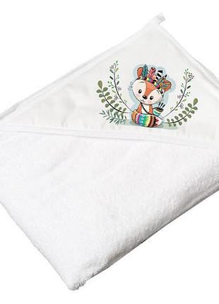 Полотенце для купания с капюшоном "дикий закат: лисенок" р.80x80, 100% хлопок (белый) dz-008 80x80-103- lisek tega