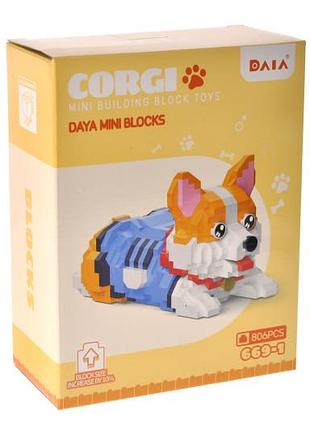 Конструктор 66295 daya mini blocks серії "corgi" 806 деталей, коробка р.14x7x18 см