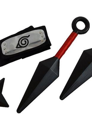 Набор аниме naruto 5в1 (кунаи, сюрикены, повязка) в шарике 3w р. 32*3*15 см