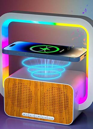 Auyle bt259 - аккумуляторный ночник с bluetooth колонкой и беспроводной зарядкой 15 вт, rgb подсветка, usb, tf карта, aux
