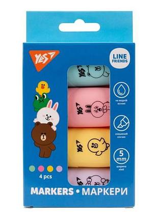 Маркер текстовий yes "line friends" в наборі 4 шт.