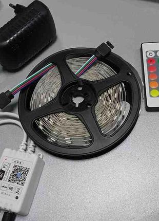 Б/у led-стрічка rgb 5 м з контролером пультом і блоком живлення wi-fi