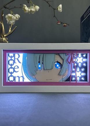 Многослойный ночник лампа аниме светильник рем ре зеро re:zero rgb