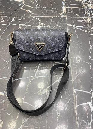 Сумка маленькая черная женская guess клатч гесс кросс-боди