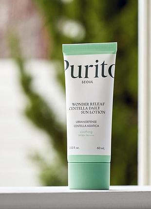 Олнцезащитный лосьон с центеллой purito seoul wonder releaf centella daily sun lotion spf 50, 60 ml