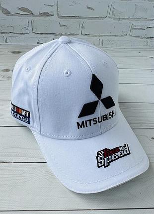 Біла бавовняна бейсболка mitsubishi (люкс)