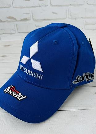 Синяя хлопковая бейсболка mitsubishi (люкс)