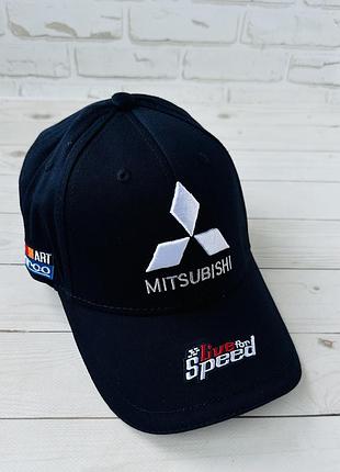 Темно-синяя хлопковая бейсболка mitsubishi (люкс)