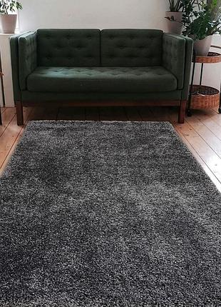 Ковер 0.8x1.5м темно-серый с высоким ворсом fantasy dark grey 12500/60