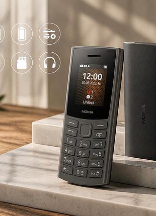 Мобільний телефон nokia 105 4g edition (2023) dual sim charcoal — 1.8", 1450 mah, bluetooth, volte, fm-радіо без гарнітури