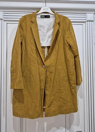 Стильний подовжений льняний жакет zara