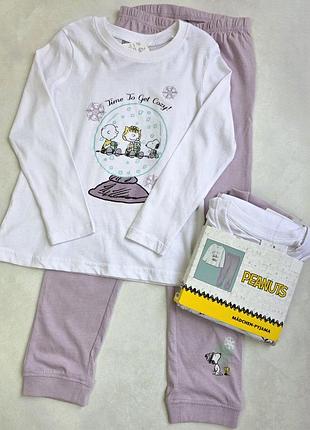 Детская пижама с длинным рукавом peanuts 98-104 см для девочек