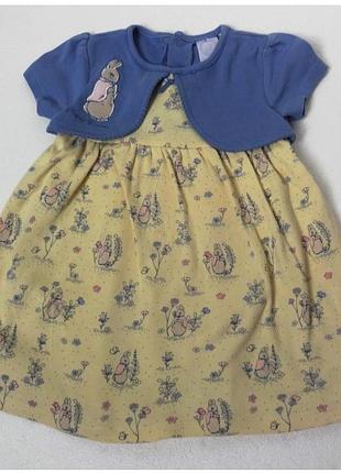 Peter rabbit. трикотажное платье бодик. 12-18 месяцев.
