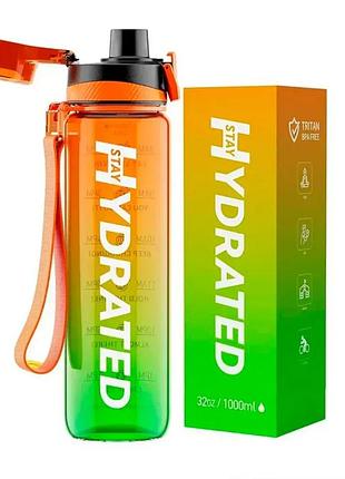Hydrated water bottle - 1000ml tritan green orange