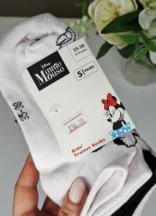 Детские носки disney minnie mouse 5 пар ✨ белые / набор / 35–38