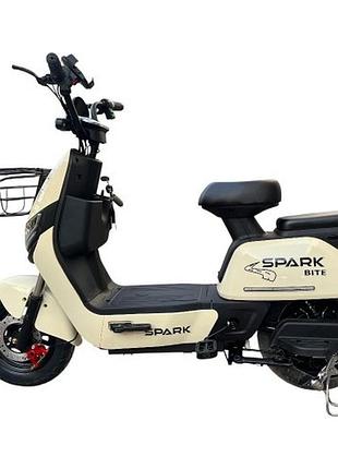Велосипед з електромотором spark bite 60v/1000w/20ah 14" кремово-бежевий