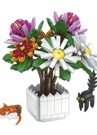3d конструктор jie-star 9036 chrysanthemum potted plants набор строительных блоков 900 деталей пластиковый