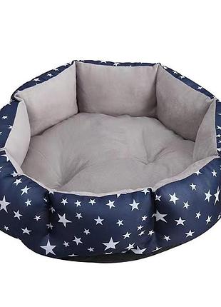 Лежак lesko sy-2022-1208 blue stars m для котів собак круглий