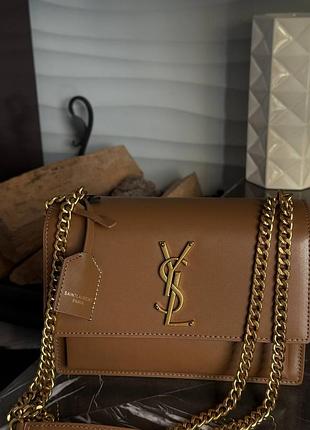 Женская сумка премиум medium sunset in smooth leather brown/gold
