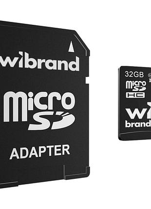 Карта microsdhc wibrand память 32gb uhs-1 10 class с адаптером черный